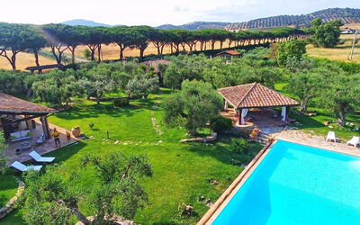 Villa Capalbio: Giardino, Piscina, Vista Panoramica