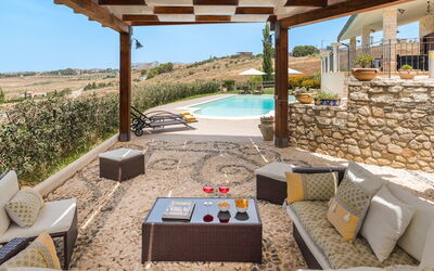 Villa Vistamare - Montallegro, Sicilia: Autumn, Balcony / Terrace / Patio, Building Exterior, Outdoor, Pool, Scenic View, Spring, Summer