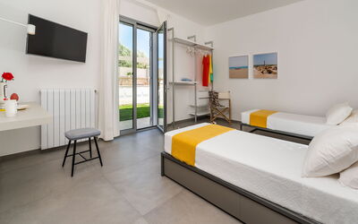 Villa le Palme - Noto, Sicilia: Balkon / terras / patio, Herfst, Lente, slaapkamer, Tuin, Zomer