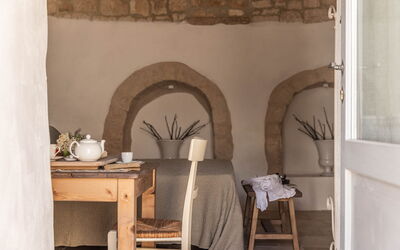 Masseria le Monache: Camera da letto, Cibo, Dettagli della stanza, Primavera, Vista Panoramica