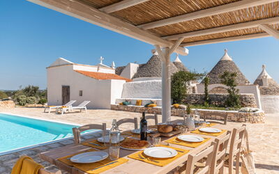 Masseria le Monache: all'aperto, Attività, Balcone / Terrazza / Patio, Benessere, Esterni, Giardino, Piscina, Primavera, Vista Panoramica